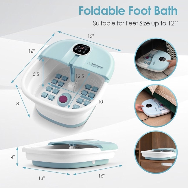 Folding Foot Spa Basin with Heat Bubble Roller Massage Temp and Time Set   13\