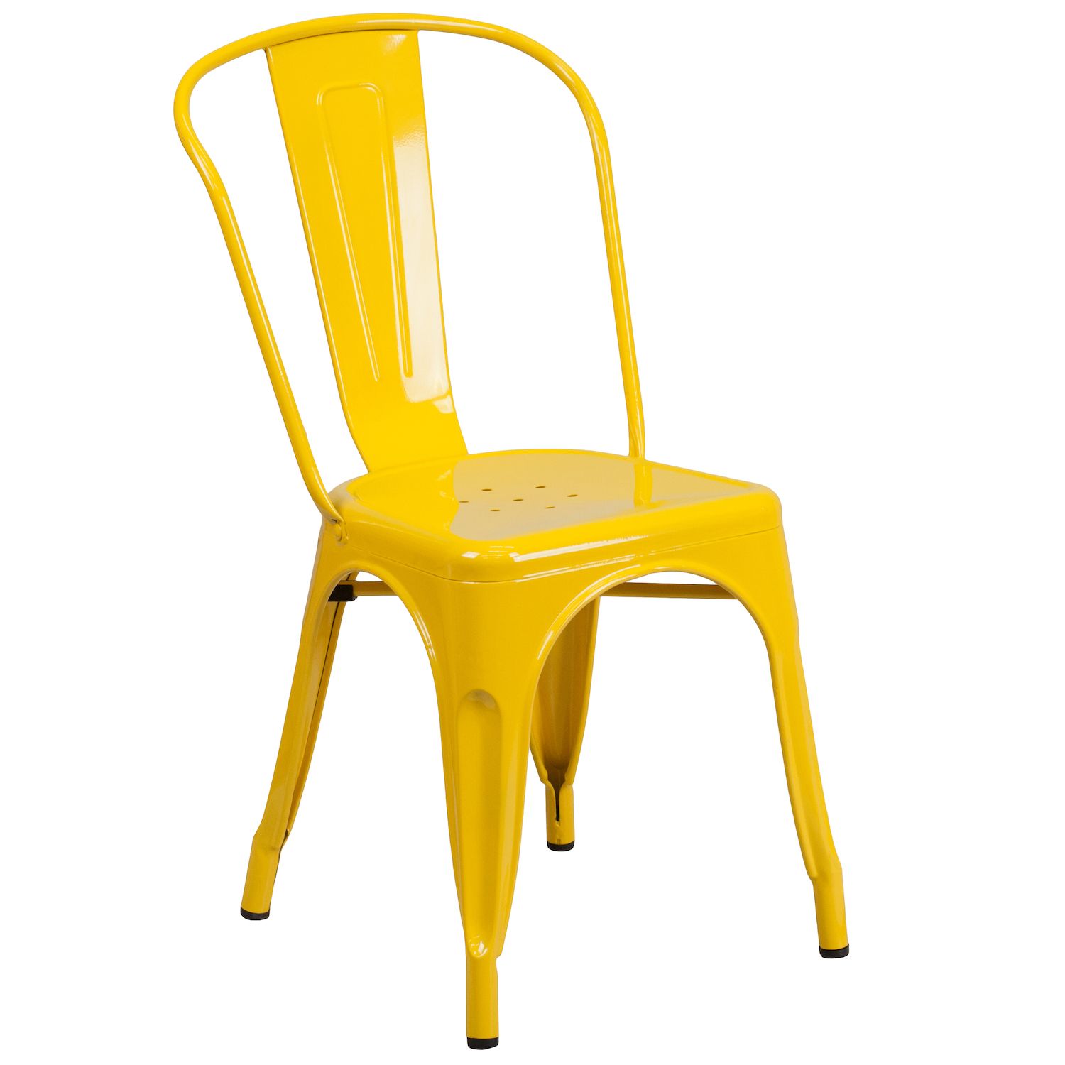 Flash Furniture Commercial Grade 24 Round Yellow Metal Indoor-Outdoor Table and Cafe Chairs 5-Piece Set