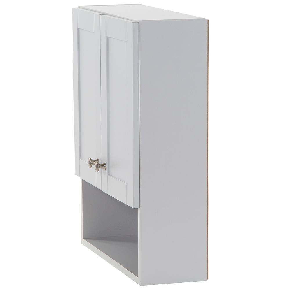 Glacier Bay Lancaster 20.5 in. W x 7.7 in. D x 25.6 in. H Surface-Mount Shaker Bathroom Storage Wall Cabinet in Pearl Gray LCOJ25-PG