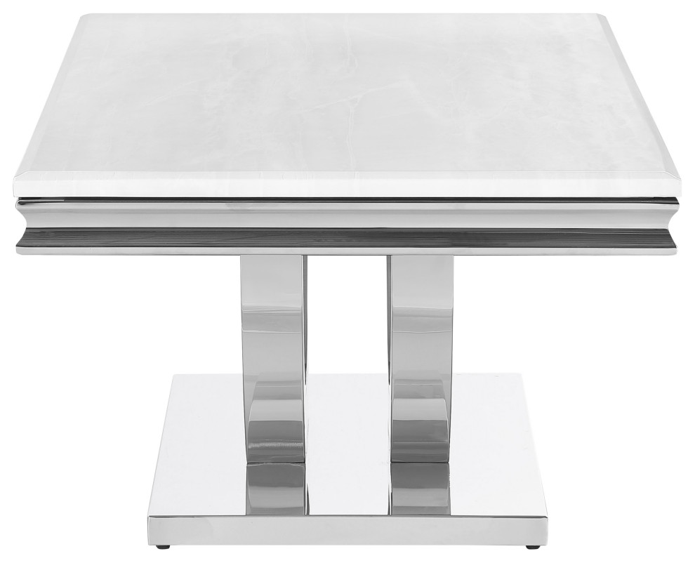 Kerwin U base Rectangle Coffee Table White and Chrome   Modern   Coffee Tables   by Modon  Houzz