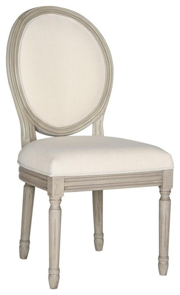 Ciley 19 quotFrench Brasserie Linen Oval Side Chair  Set of 2  Light Beige/Rustic   French Country   Dining Chairs   by Rustic Home Furniture Deco  Houzz