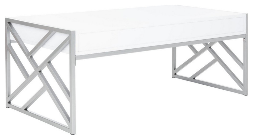 Neil 2 Drawer Coffee Table White/ Silver   Modern   Coffee Tables   by Virgil Stanis Design  Houzz