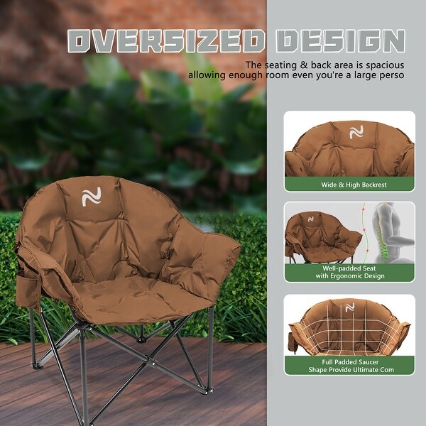 DoCred Oversized Camping Chair，Fully Padded Folding Moon Chair