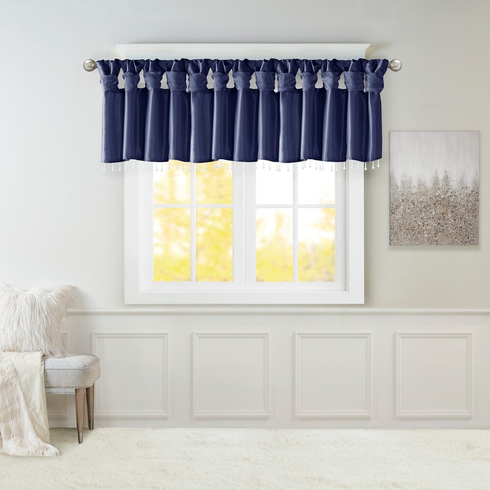 Madison Park Natalie Lightweight Faux Silk Valance with Beads   50x26\