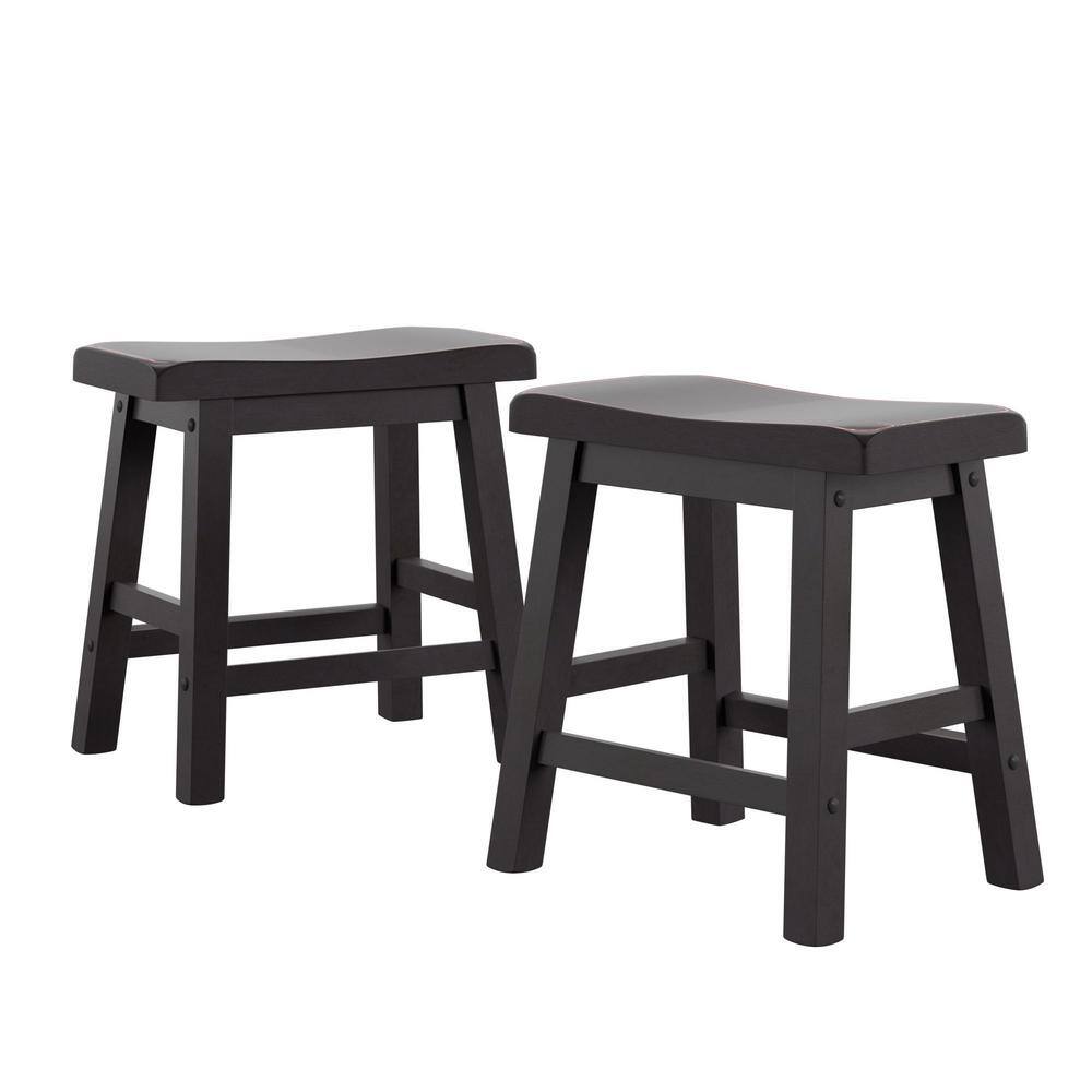 HomeSullivan Black Saddle Seat 18-Inch Backless Stools (Set Of 2) 405302BK-18(3A)