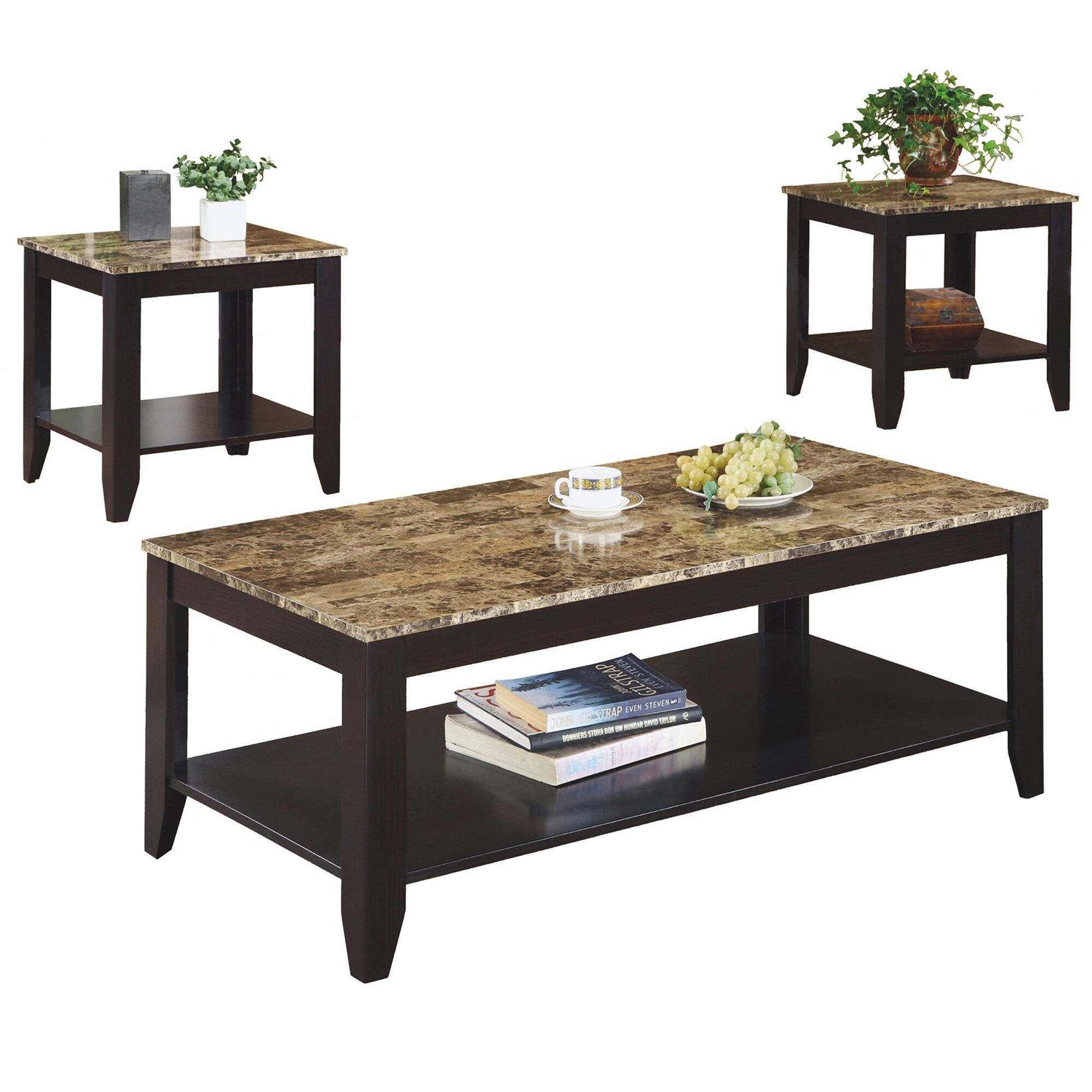 3-Piece Brown and Gray Contemporary Table Set 47.75