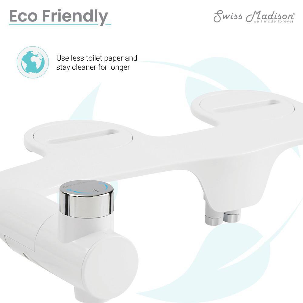 Swiss Madison Aqua Non-Electric Bidet Seat for Elongated Toilet in Glossy White SM-BSA01