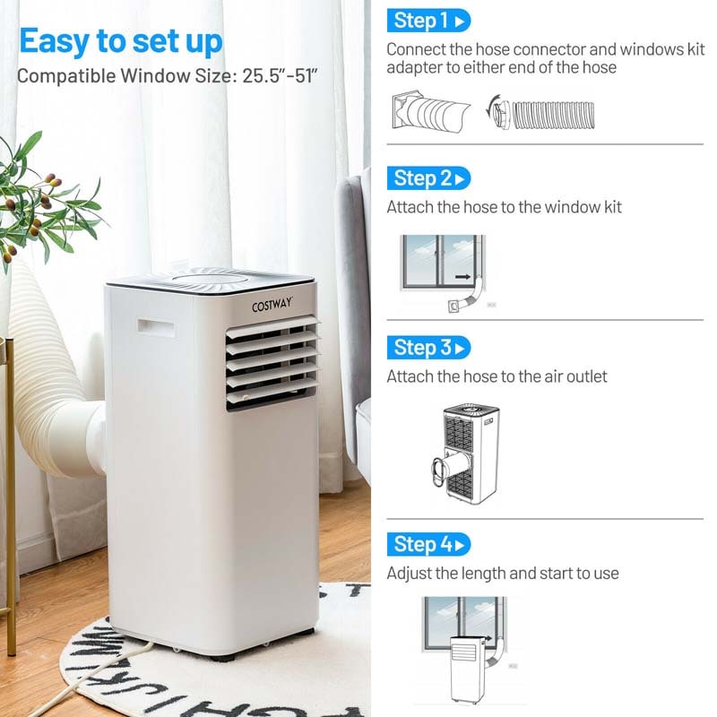 10000 BTU Portable Air Conditioner 3-in-1 Air Cooler Fan Dehumidifier with Touch Panel & Remote Control