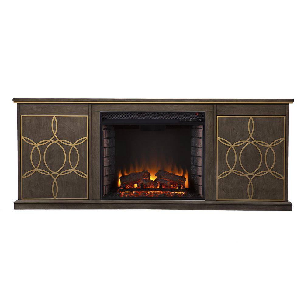 SEI FURNITURE Yardlynn Electric Fireplace Console with Media Storage in Brown HD123738