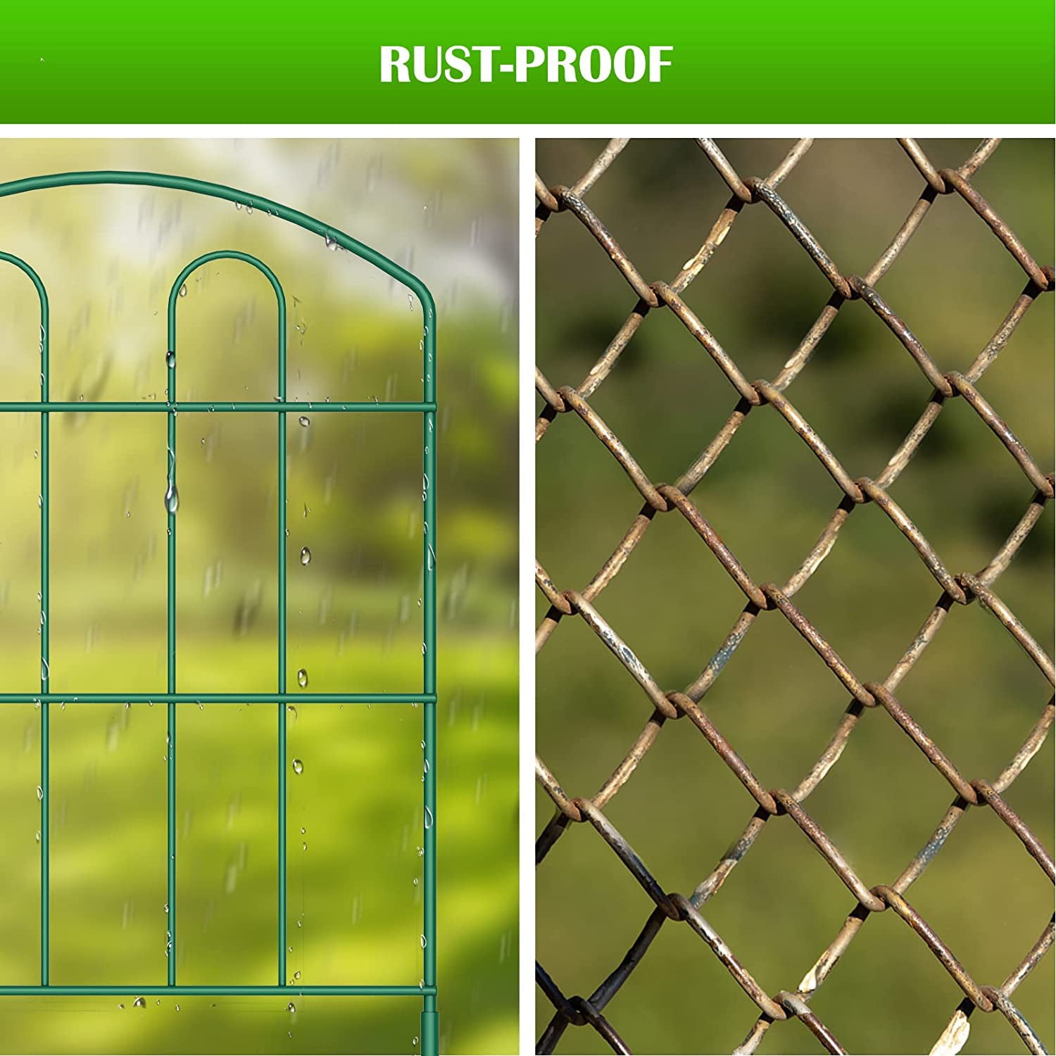 28 Pack Garden Fence 23in (H) x 30ft (L) Metal Landscape Border Fence Panels, Green