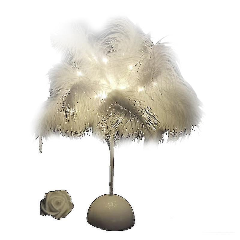 Feather Lampshade Table Lamp Shades Bedside Desk Night Light Room Decor