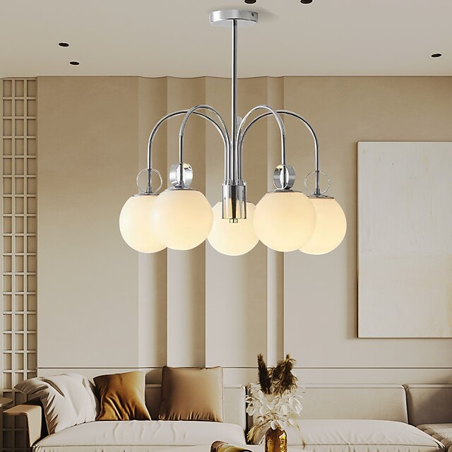 LED Pendant Light 4/5-Lights Globe Design Chrome Geometric Shapes Flush Mount Lights Metal Sputnik Linear Geometrical Painted Finishes Contemporary Chandeliers 110-240V