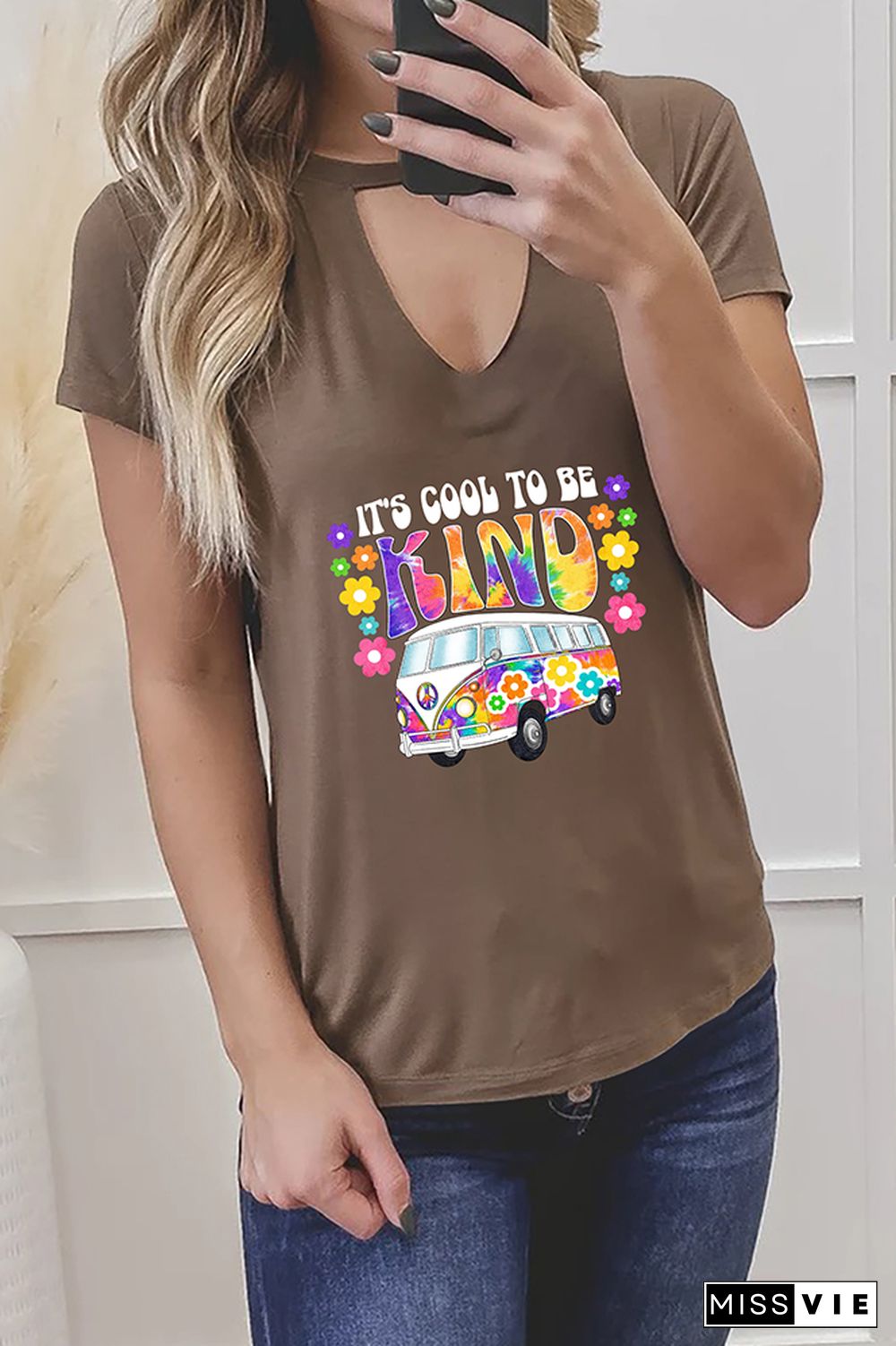 Cool To Be Kind Retro Bus Graphic Tees for Women Wholesale Short Sleeve T shirts Top