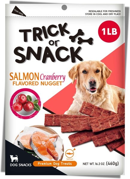 Trick or Snack Salmon and Cranberry Flavored Nugget Dog Treats， 1-lb bag