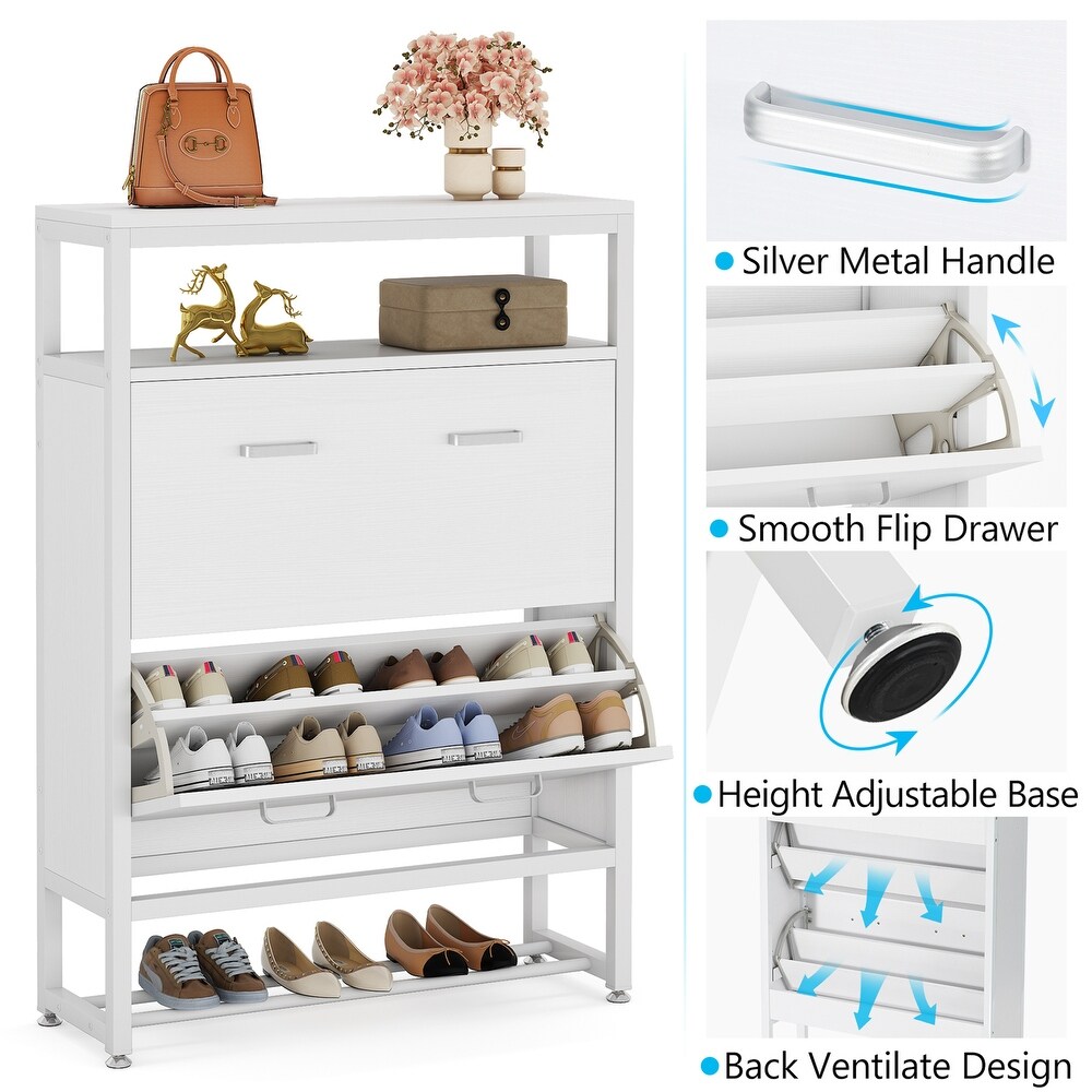 Flip Drawer Shoe Cabinet  Flip Down Shoe Storage Cabinet