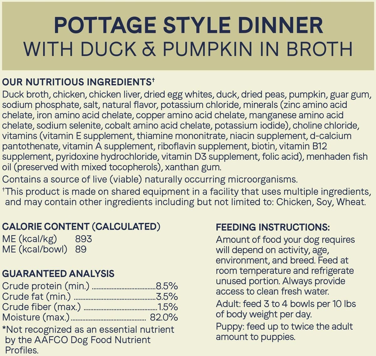 CANIDAE PURE Petite All Stages Small Breed Pottage Style Dinner with Duck and Pumpkin Breed Wet Dog Food Trays， 3.5-oz， case of 12