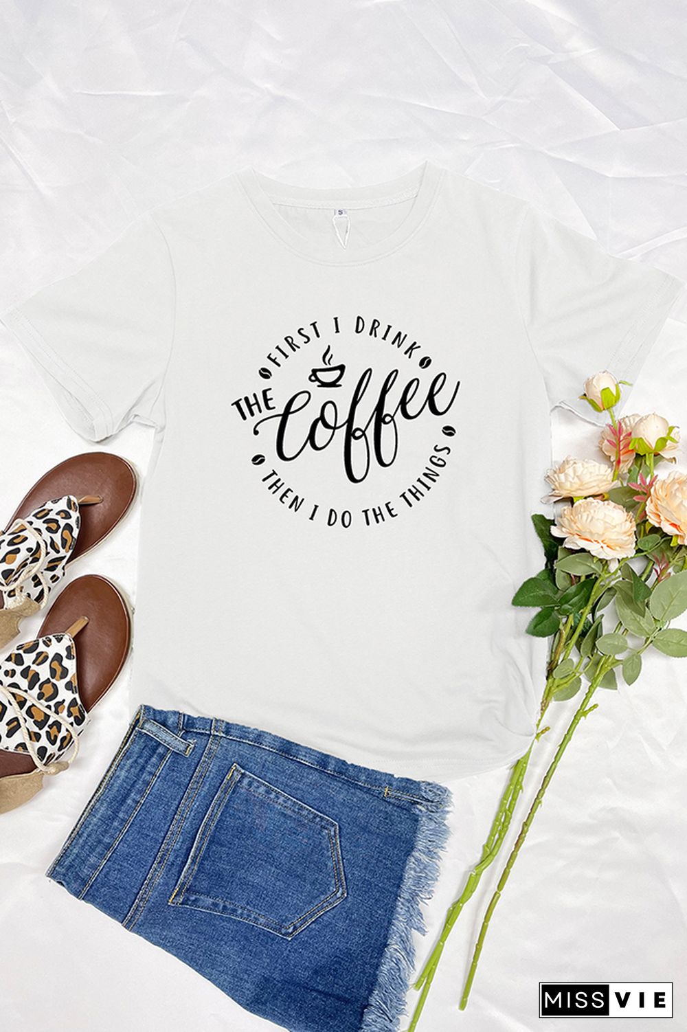 First i drink the coffee Short Sleeve Graphic Tee Wholesale