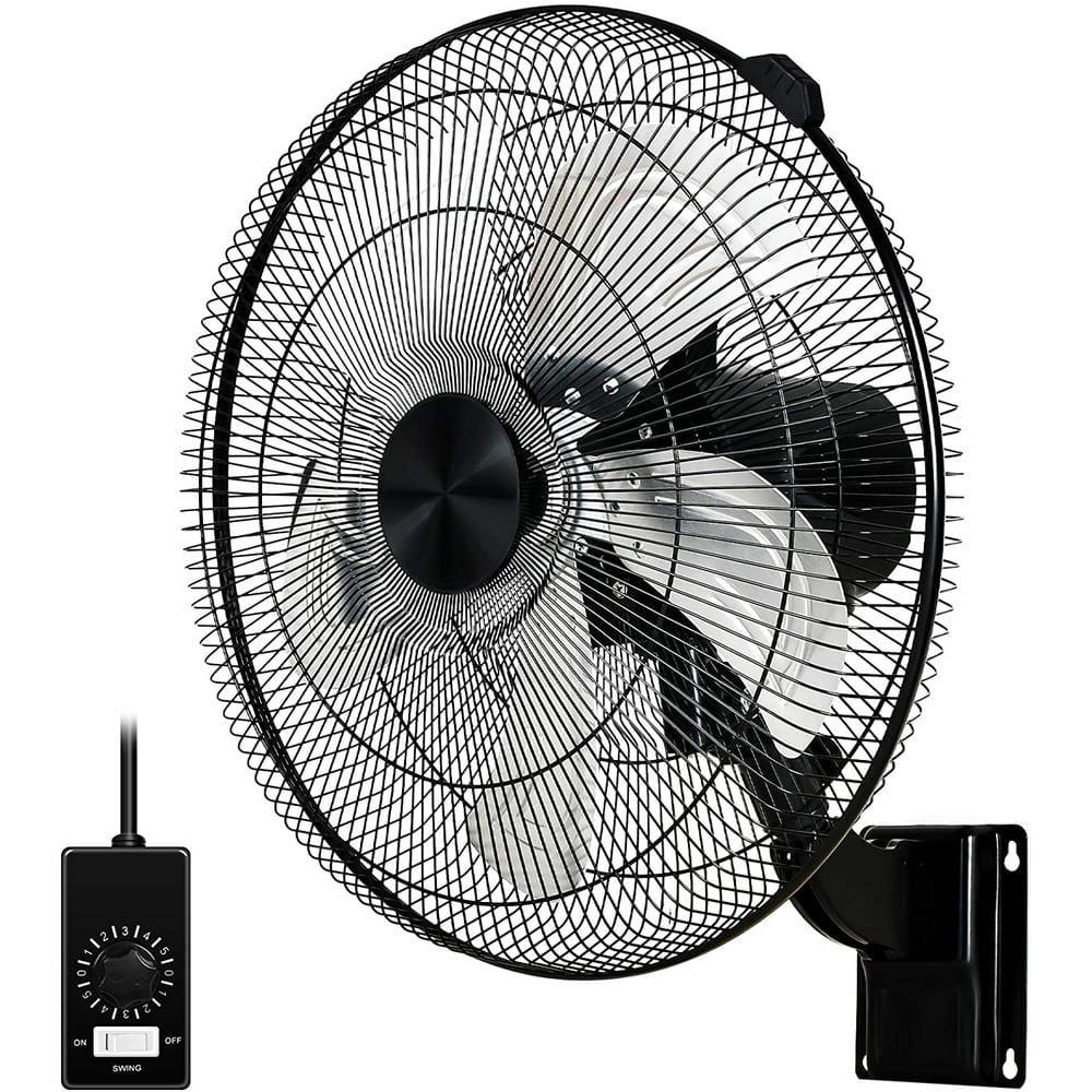 Aoibox 18 in IndoorOutdoor Black Household Commercial 5Speed Settings Wall Mount Fan 90Degree Horizontal Oscillation