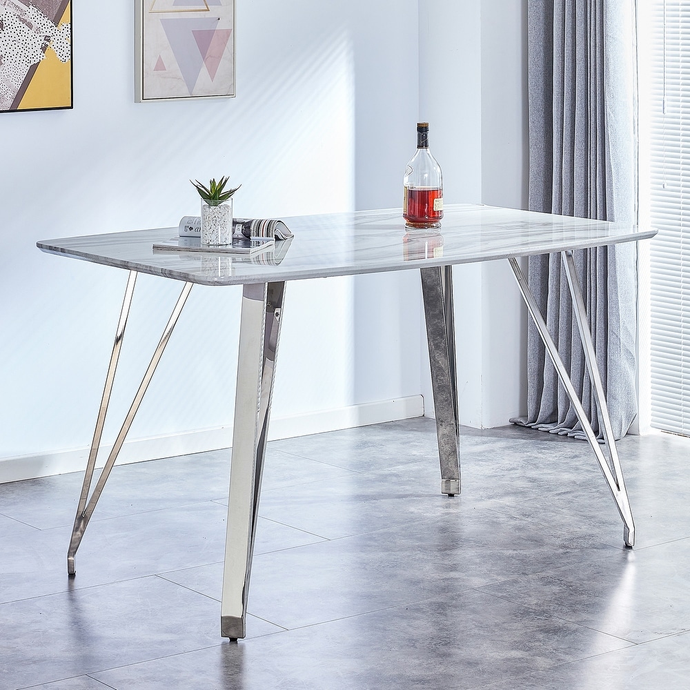 MDF Top Dining Table with stainless steel legs