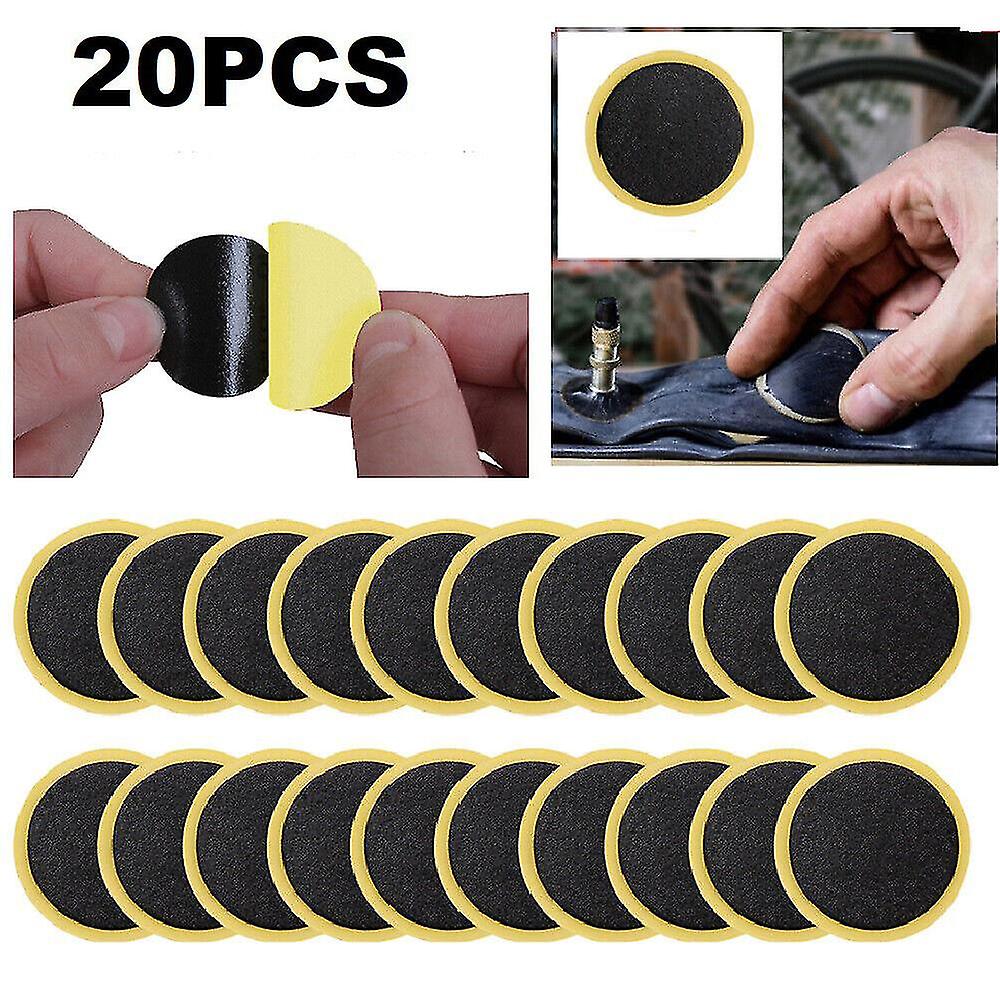 Glueless Bicycle Cycling Bike Tire Tyre Tube Puncture Patches Repair Kit 20 Pcs