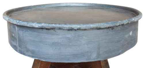 vidaXL Coffee Table Round End Table Side Table Solid Wood Reclaimed Silver   Farmhouse   Coffee Tables   by vidaXL LLC  Houzz