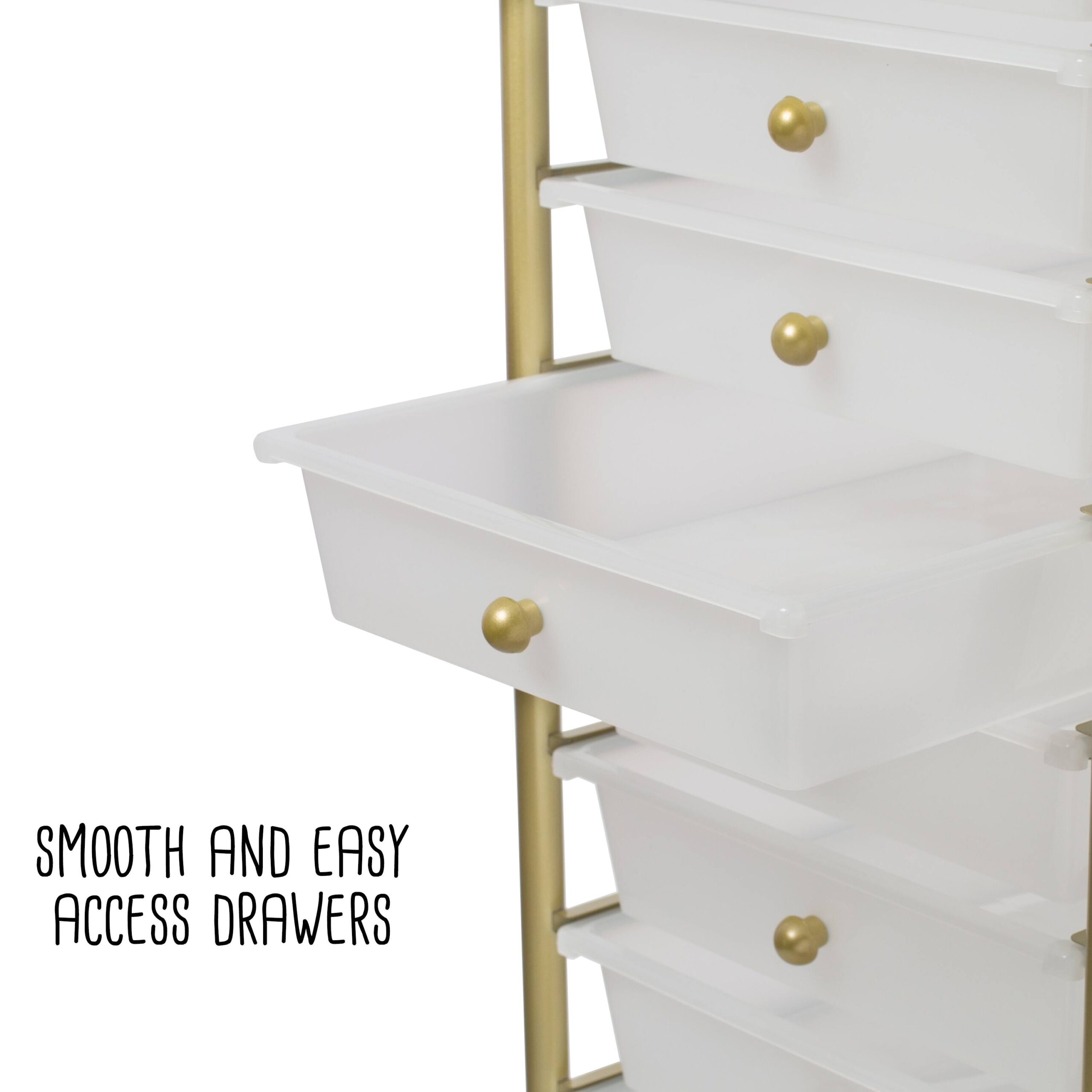 10-Drawer Gold Rolling Storage Cart