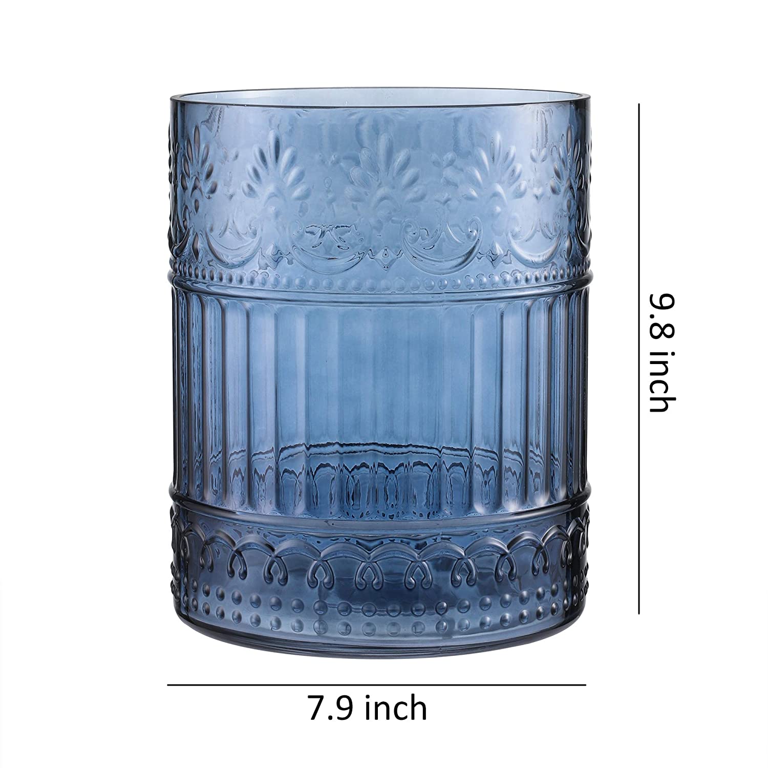 Whole Housewares Glass Bathroom Accessories Wastebasket - Decorative Trash Can