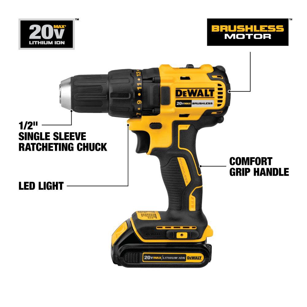 DW 20 V MAX Compact Brushless Drill/Driver Kit DCD777C2 from DW