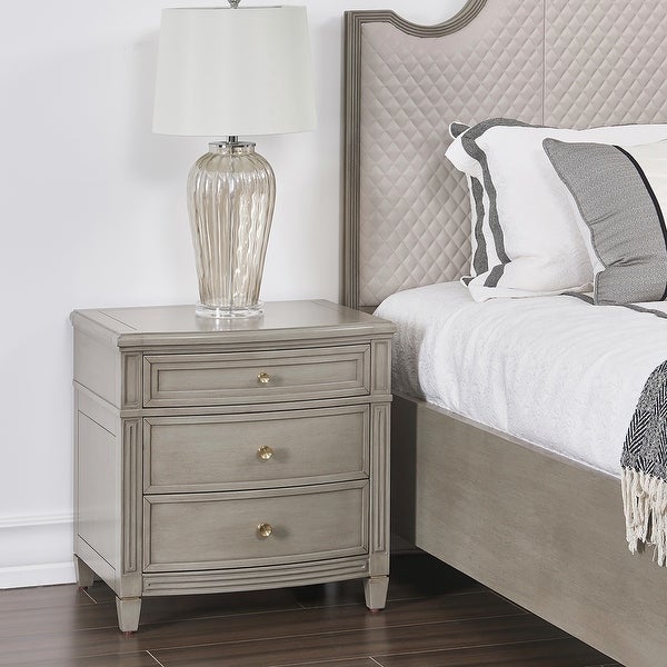 Dauphin Grey Cashmere 3-Drawer Rubber Wood Gold Accent End Table