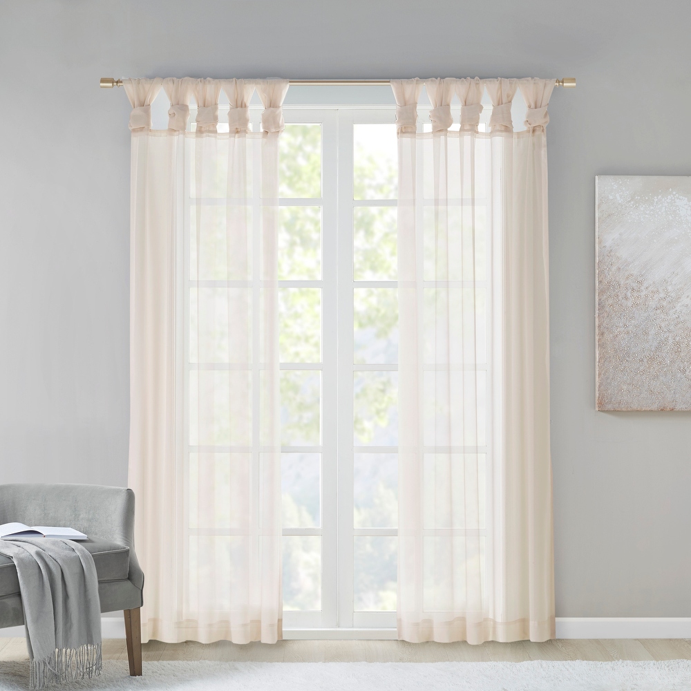 Madison Park Elowen Twisted Tab Voile Sheer Window Curtain Pair