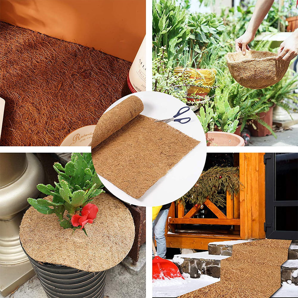 Willstar Coconut Mat Coco Fiber Roll Natural Coconut Coco Liner Roll Coconut Palm Carpet Coconut Coir Liner Sheets Coco Mat For Planter Window Flower Wall Hanging Basket Garden Decoration