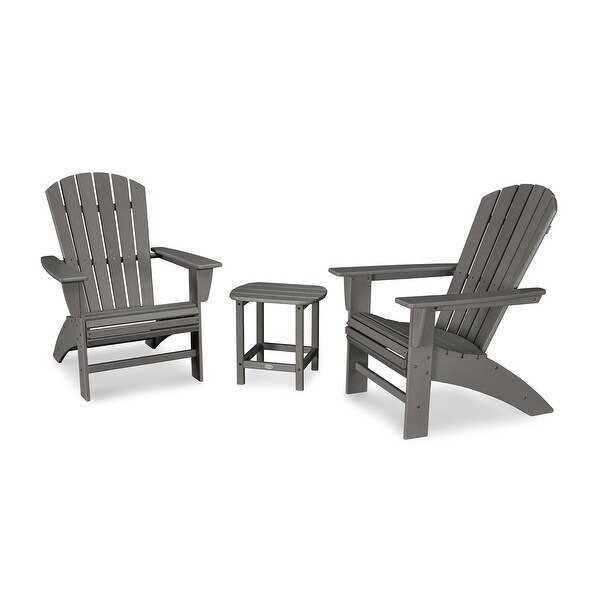 POLYWOOD Nautical 3piece Adirondack Chair and Table Set