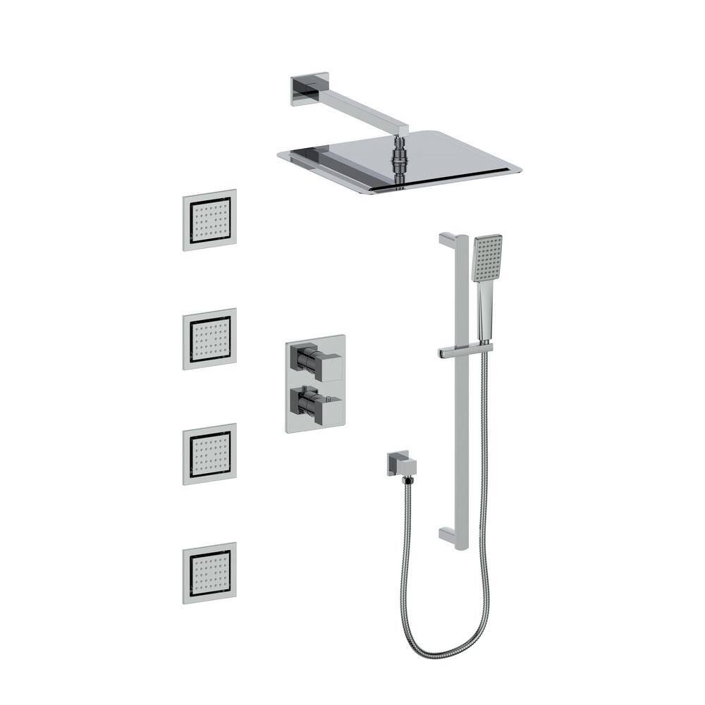 ZLINE Kitchen and Bath ZLINE Crystal Bay Thermostatic Shower System in Chrome CBY-SHS-T3-CH