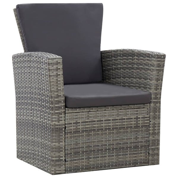 4 Piece Patio Lounge Set with Cushions Poly Rattan Gray - Overstock - 36363827