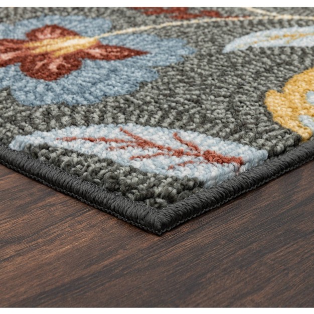 Maples Garden Floral Accent Rug Gray