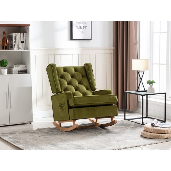 Living Room Comfortable Rocking Chair Accent Chair， Olive