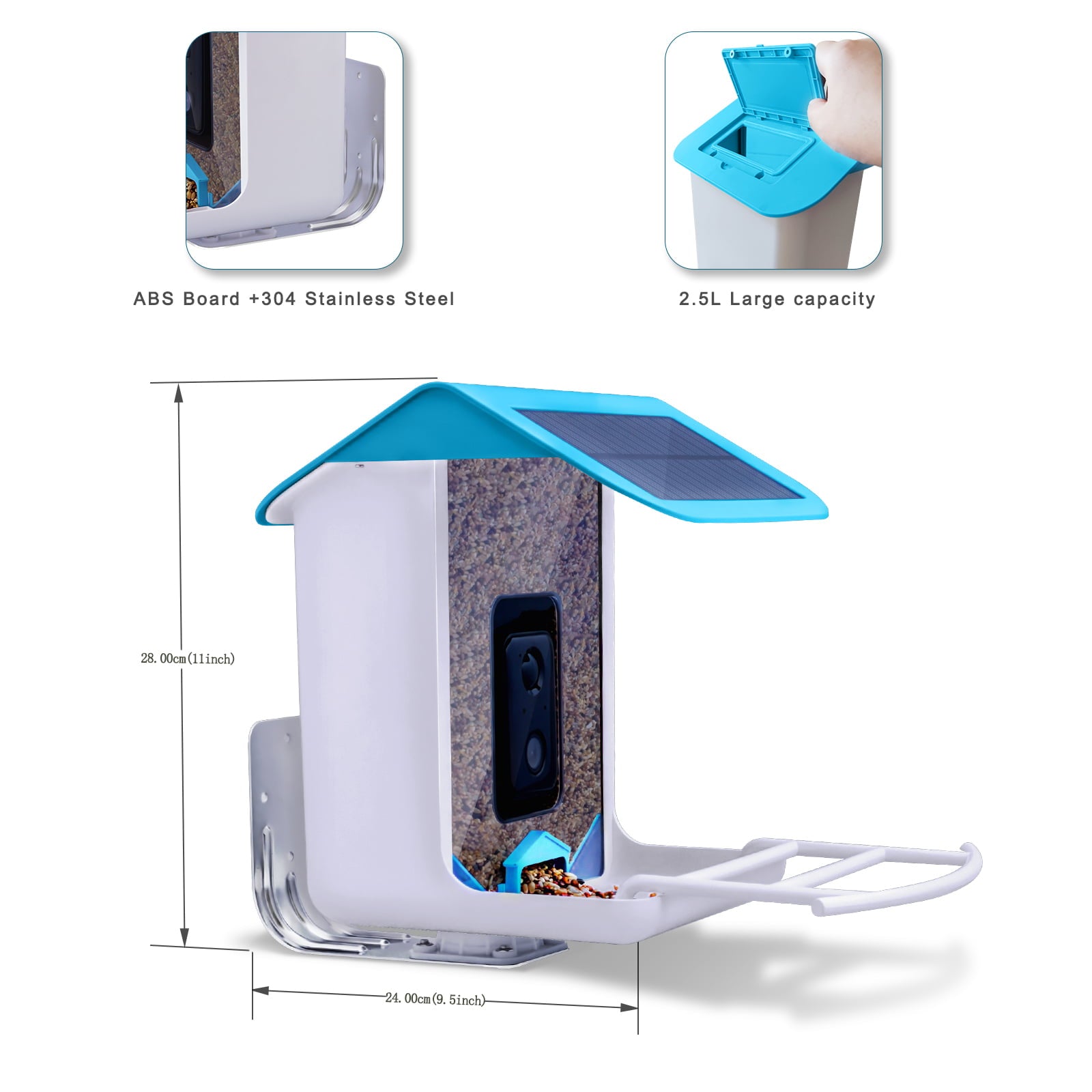 Smart Bird Feeder with Camera，Bird House，Birdsoulmate AI Smart Bird Feeder，Camera 1080P HD Video，WiFi Connection