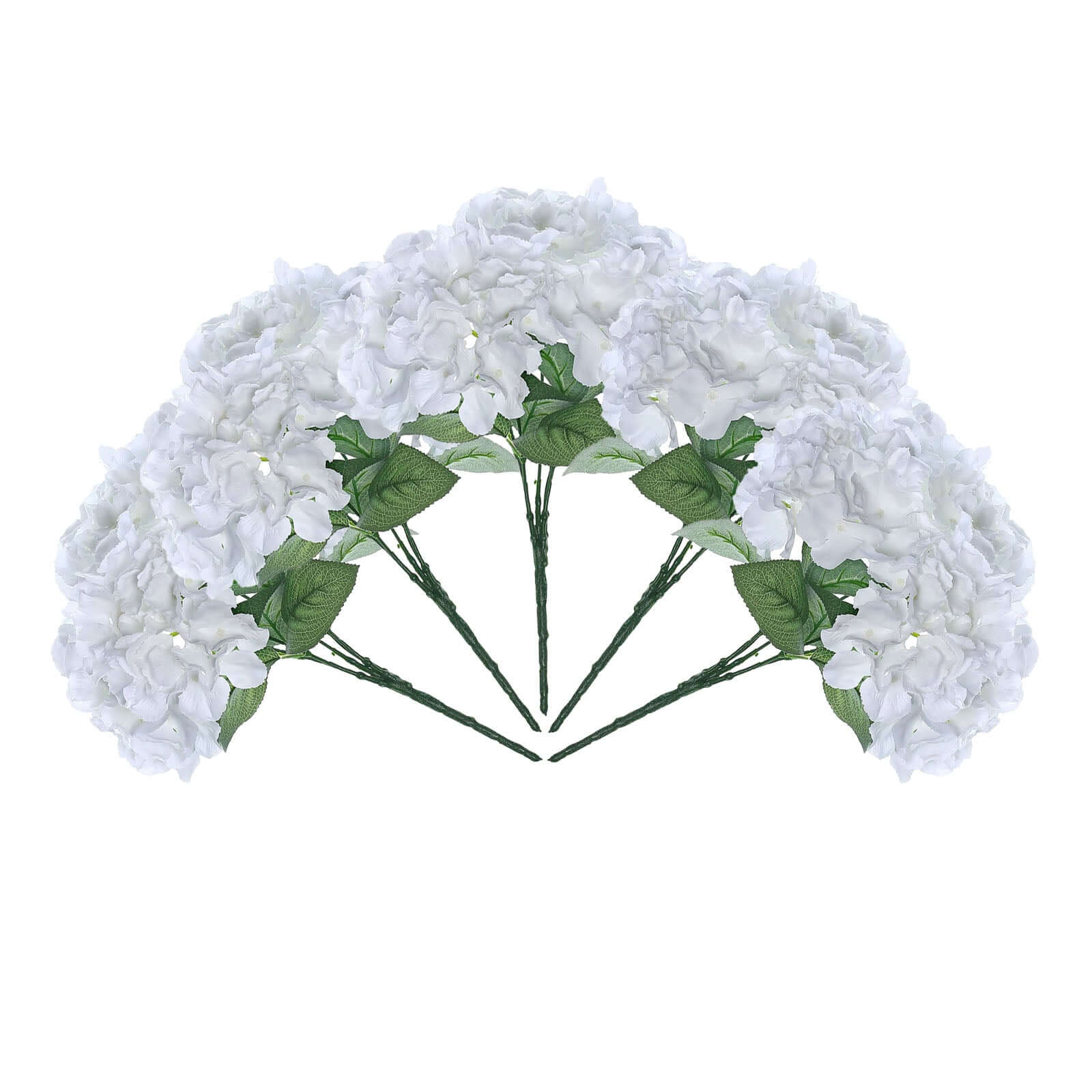 5 Bushes White Artificial Silk Hydrangea Flower Bouquets