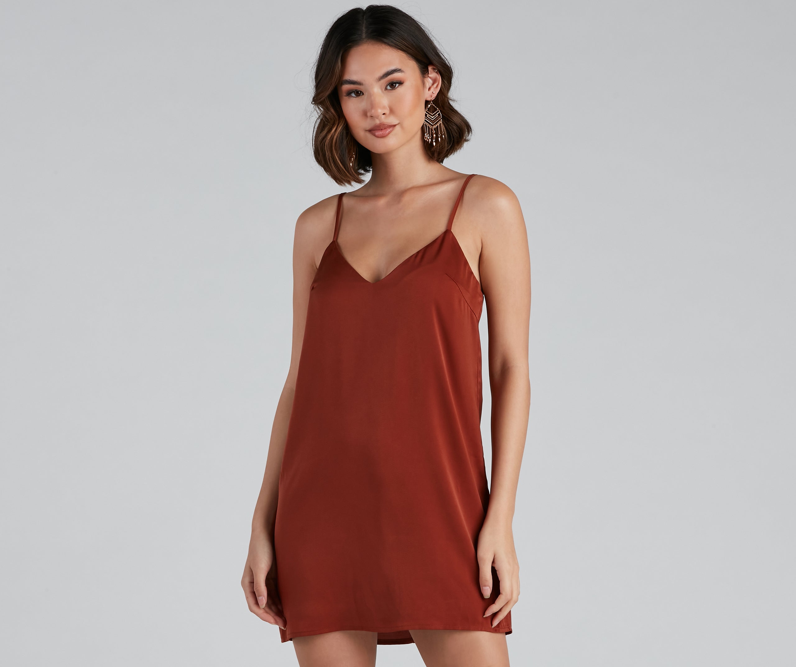 Weekend Chic Satin V-Neck Slip Dress