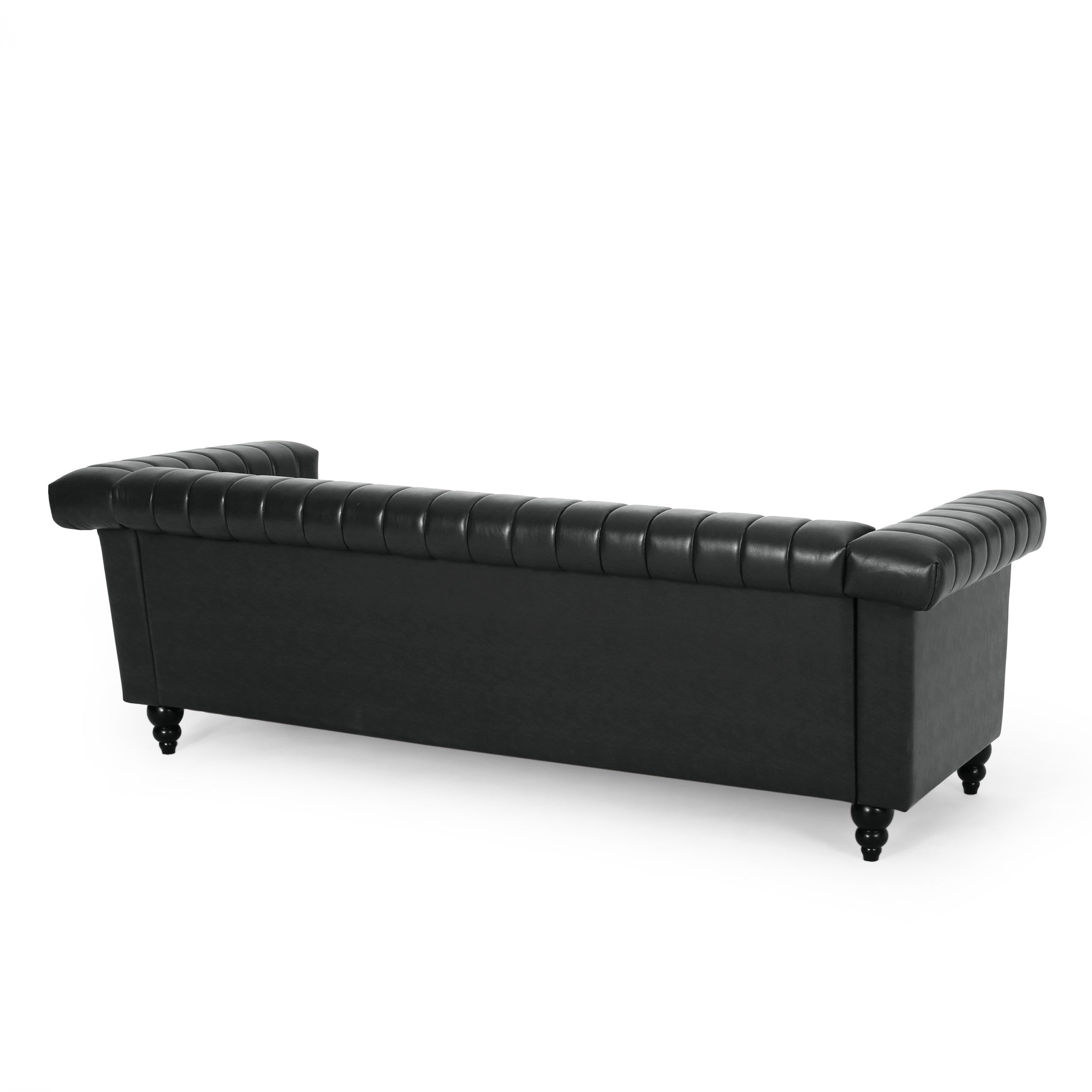 Donley Contemporary Channel Stitch 3 Seater Sofa with Nailhead Trim