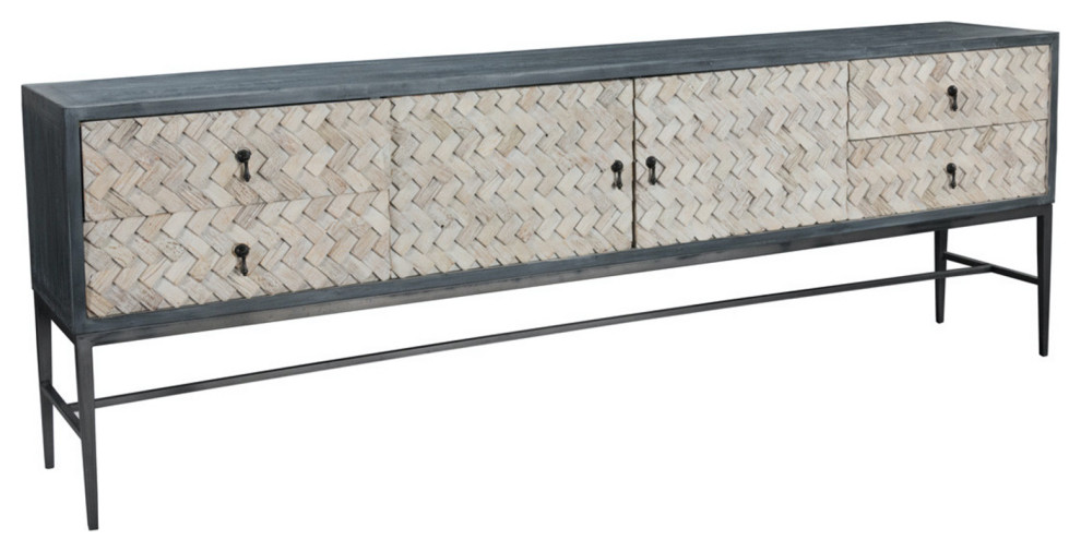 Long Narrow Braided Media Cabinet   Industrial   Media Cabinets   by Design Mix Furniture  Houzz