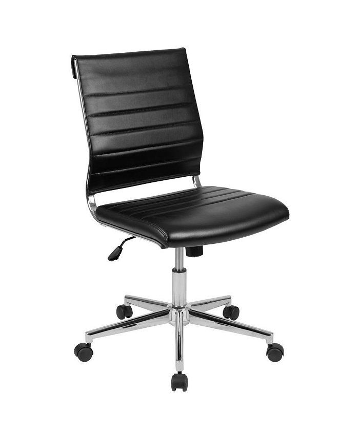 MERRICK LANE Corrina Ergonomic Swivel Office Chair Ribbed Back And Seat Mid-Back Armless Computer Desk Chair With Metal Base