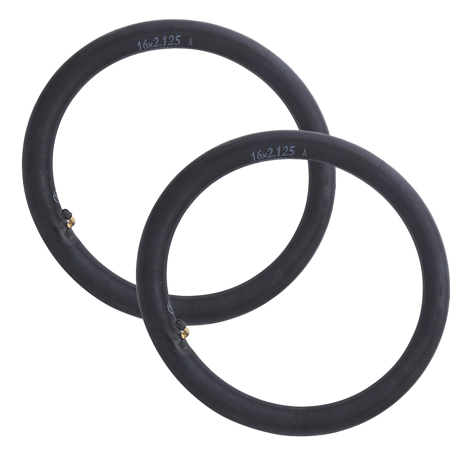 2pcs Inner Tube Replacement Butyl Rubber Tyre W/bend Valve For Folding Bicycle Bike16x2.125in