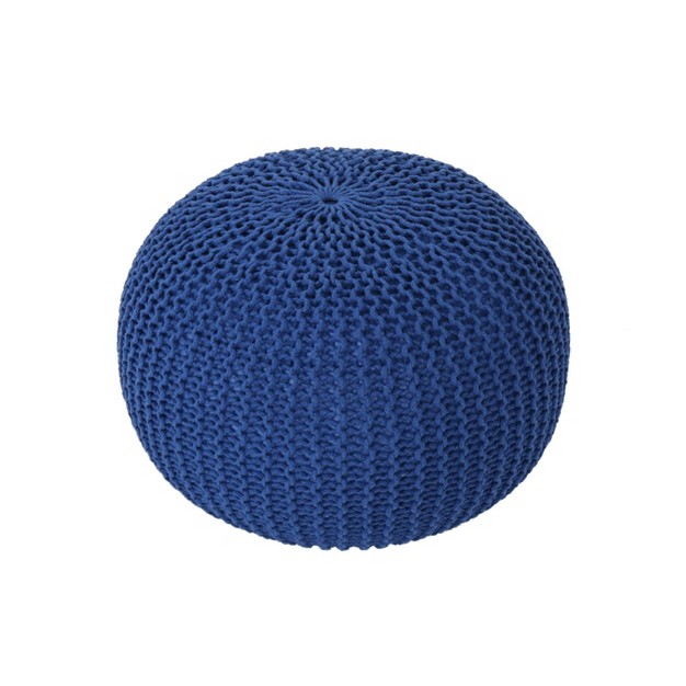 Abena Modern Knitted Cotton Round Pouf Christopher Knight Home