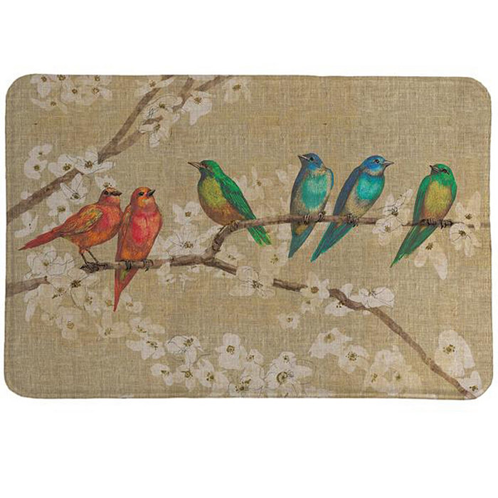 Laural Home Birds And Blossoms Memory Foam Rug