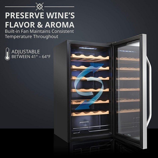 Ivation 28 bottle Compressor Freestanding Wine Cooler Refrigerator Stainless Steel