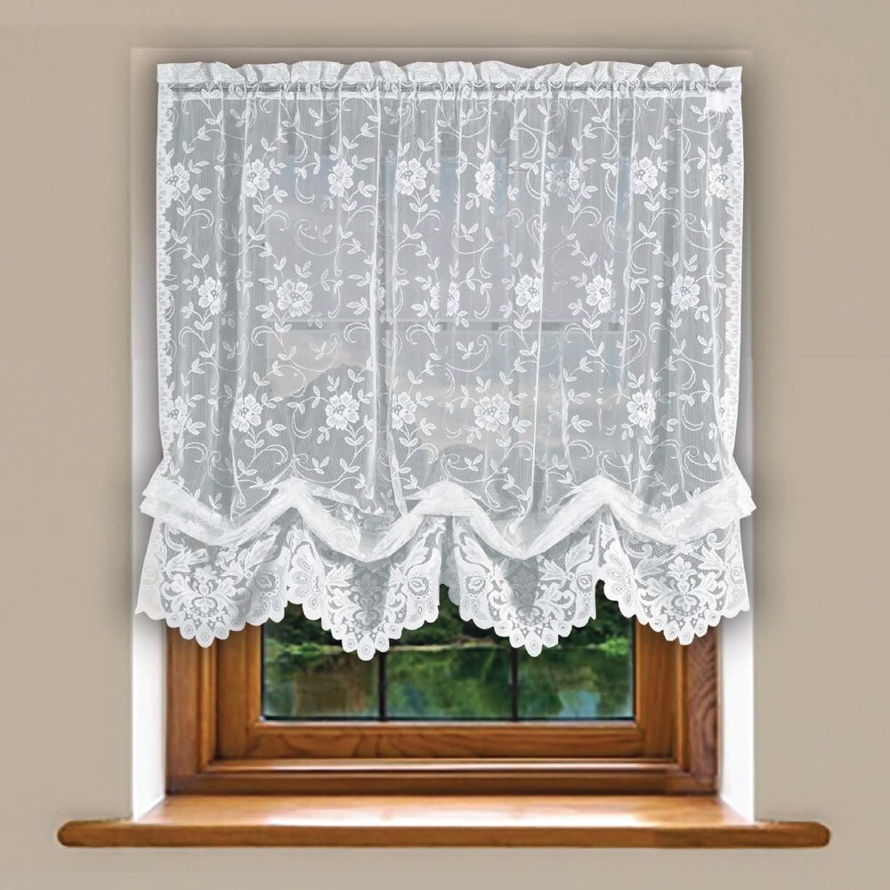 Grace Shabby Chic Floral Lace Ballon Tie Up Window Curtain