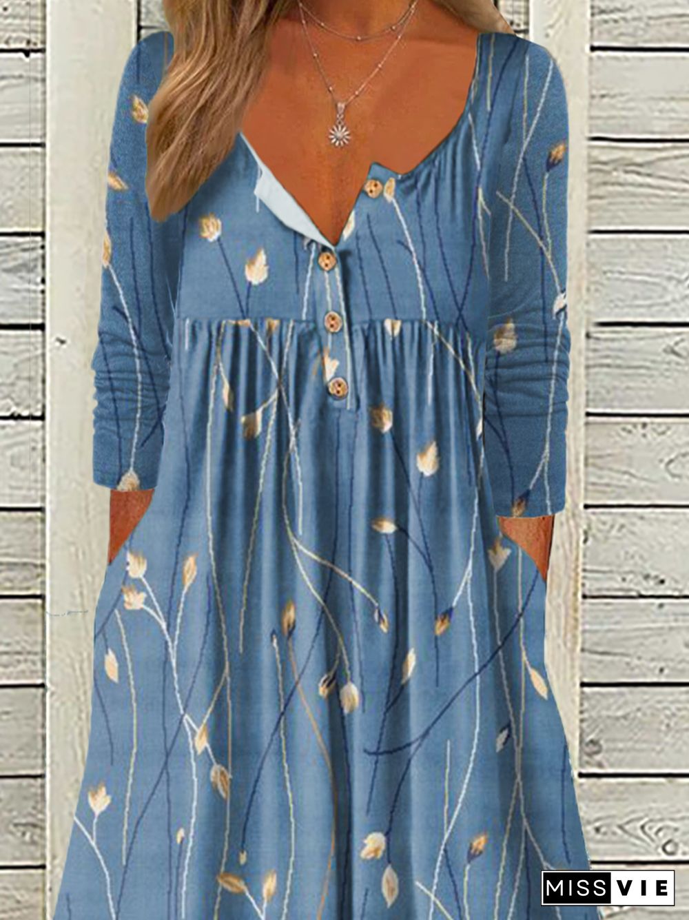 Loose Casual Floral Long Sleeve Dresses