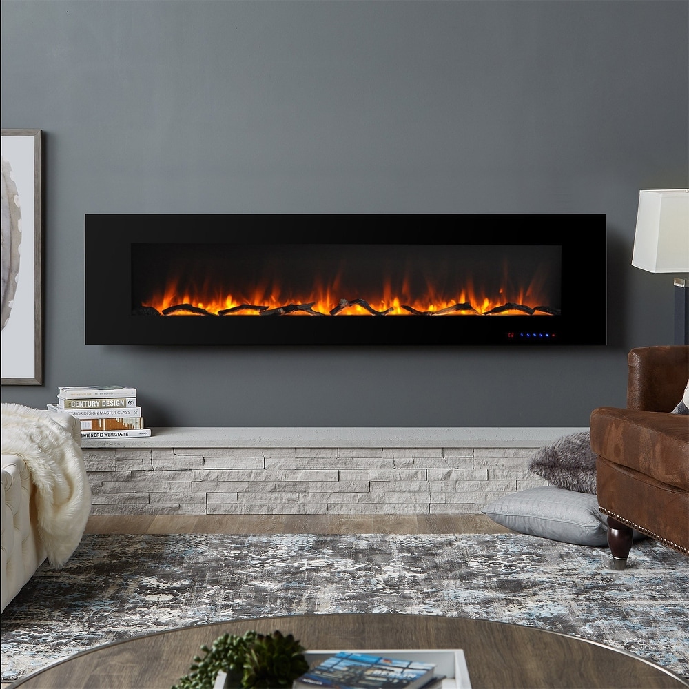 42 72 Inches Wall Mounted Fireplace with Overheating Protection