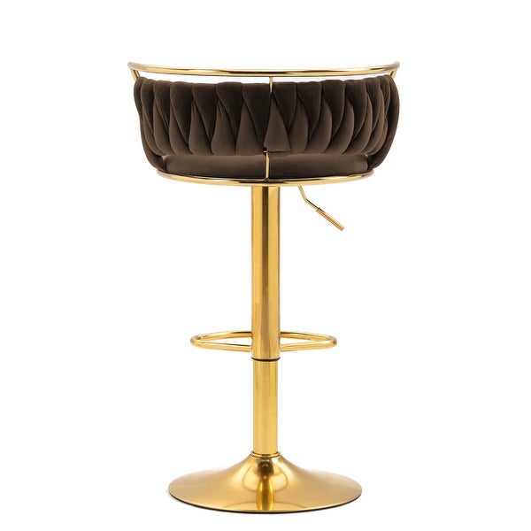 Velvet Swivel Bar Stools with Low Back and Footrest